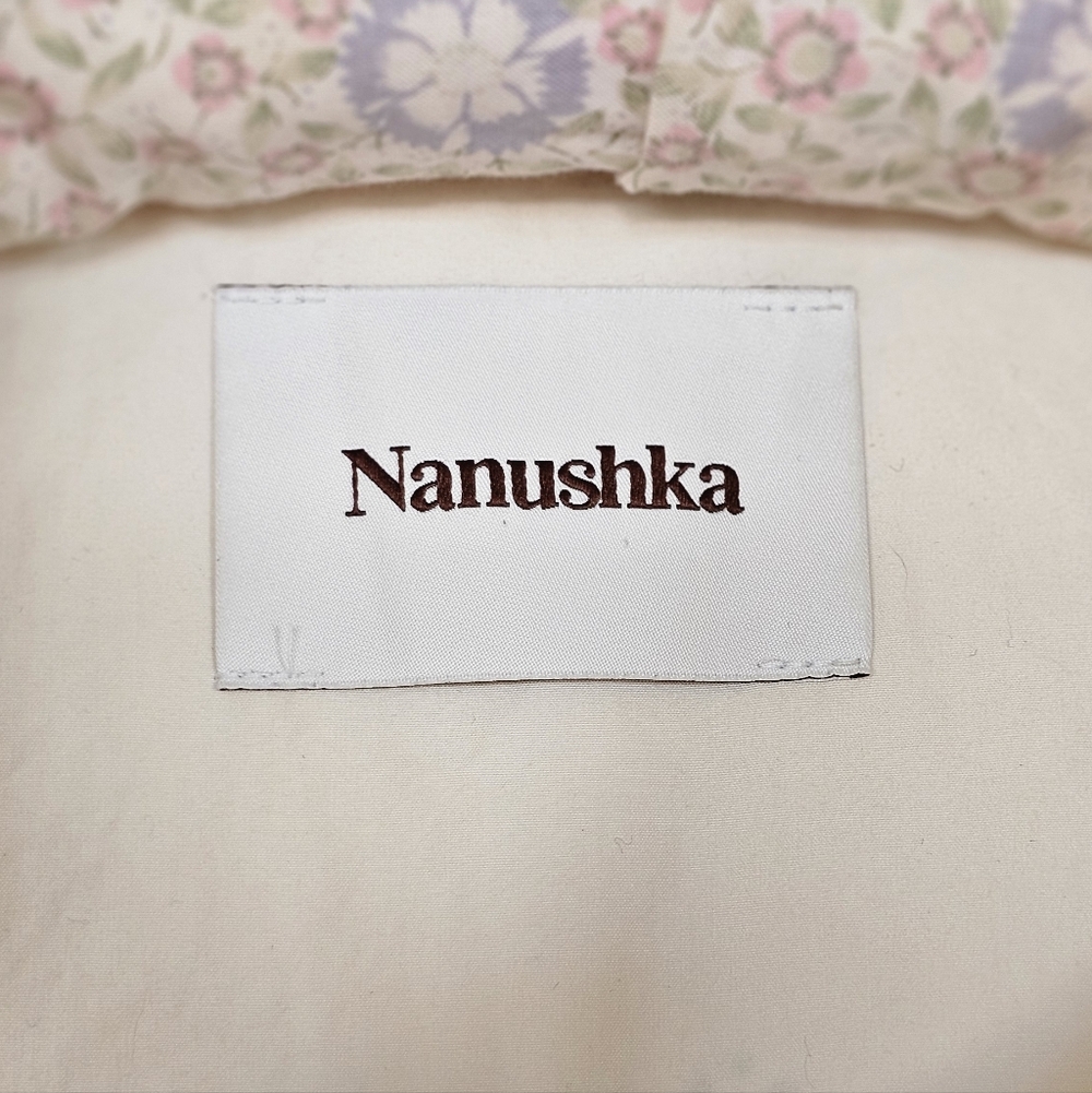 Nanushka Creme Heavy Poplin Laser Cut Button-Up Shirt - Picture 8 of 9